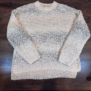 Bobeau Cream and Gray‎ Textured Sweater
